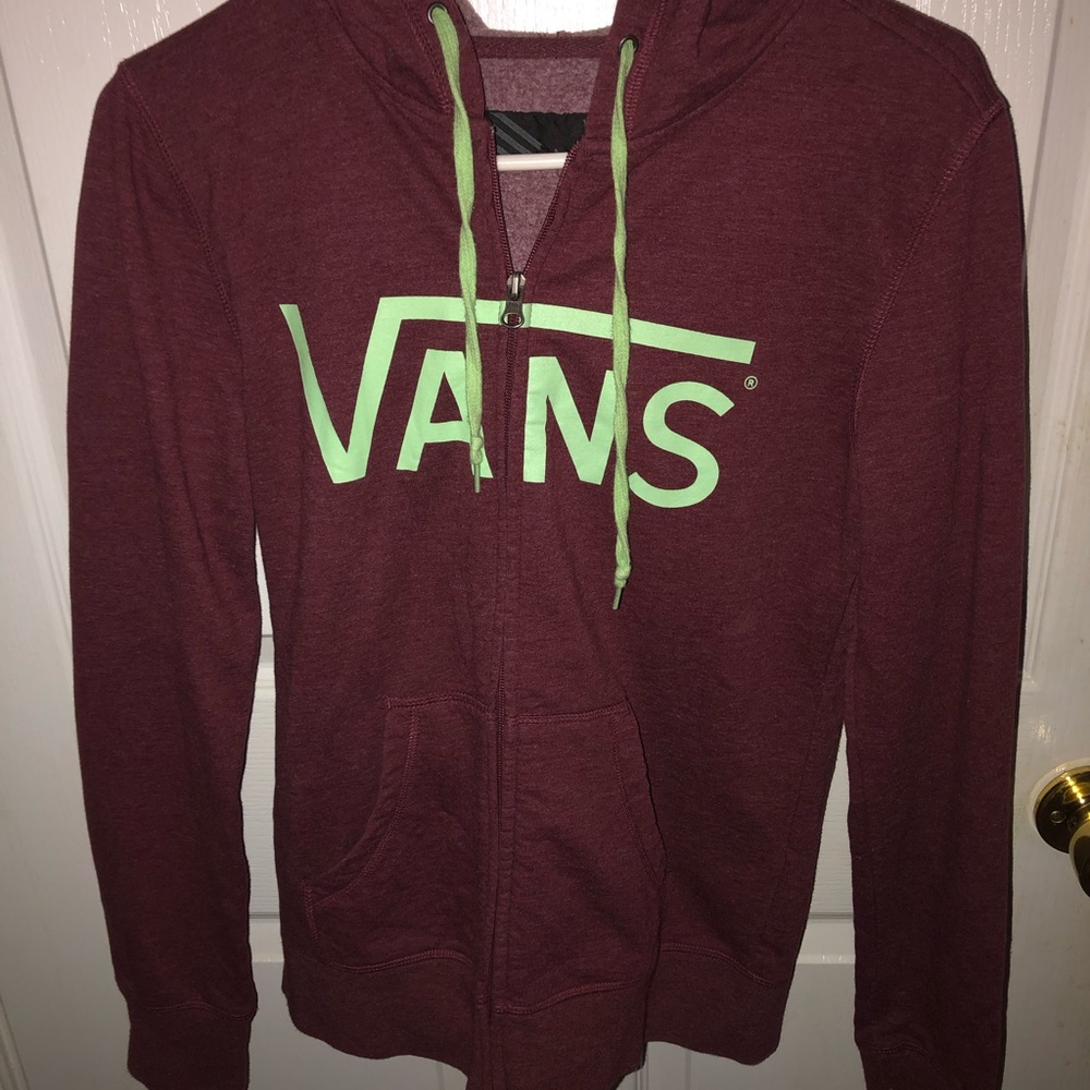 Vans women’s maroon zip up jacket (M)